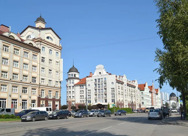 Kaliningrad Russia August 2018 Oktyabrskaya Street Overlooking Historical Ethnographic Complex — Stock Photo, Image