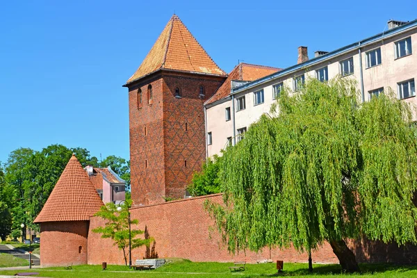 Opevnění Strážní Věž Gymnáziu Jezuitů Létě Odpoledne Brušperk Polsko — Stock fotografie