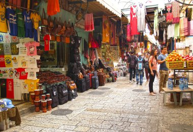 Jerusalem, İsrail - 09 Ekim 2012: Arap market eski city 