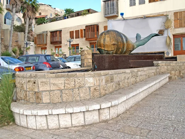 Yaffo Israel Outubro 2012 Escultura Fonte Ilana Gur Baleia Sorridente — Fotografia de Stock