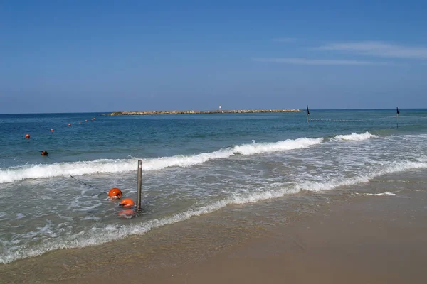 Strefa Dla Kąpieli Morzu Śródziemnym Plaży Miejskiej Tel Awiwie Izrael — Zdjęcie stockowe