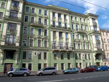 St. Petersburg, Rusya - 17 Temmuz 2012: Karlı ev A.V. Ratkov-Rozhnov, 1899-1900 parçası. Kirochnaya Street, 32-34
