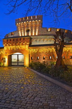 KALININGRAD, RUSSIA - DECEMBER 31, 2018: An entrance to the Museum of Amber (a tower of 