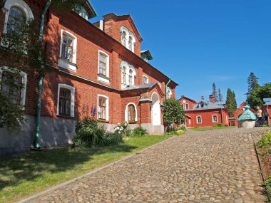 Karelya, Rusya - 12 Temmuz 2012: Bölge Voskresensky Manastırı. Valaam Spaso-Preobrazhensky stavropegial Manastırı