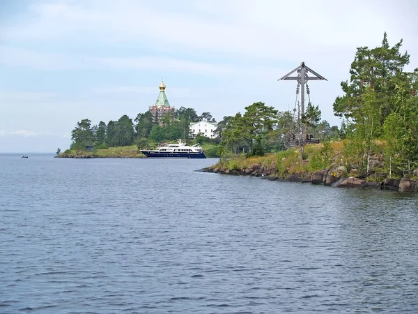 Vista del monasterio Nikolsky del Valaam Spaso-Preobrazhenskoye del monasterio stavropigialny. Karelia. — Foto de Stock