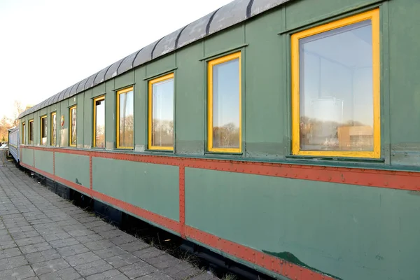 KALININGRAD, RÚSSIA - 14 de abril de 2019: Carro-salão 70010 de 1937 construído. Museu de História da Ferrovia de Kaliningrado — Fotografia de Stock