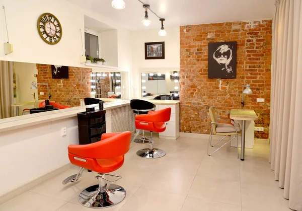 Kaliningrad Russia May 2020 Interior Fragment Beauty Salon Red Chairs — Stock Photo, Image