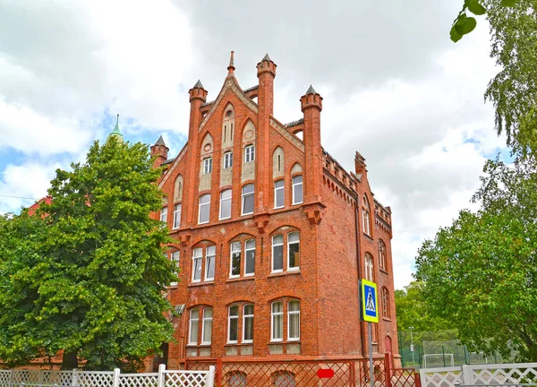 Fragment Budovy Internátní Školy Tilsit Veřejná Škola 1906 Sověck Kaliningradská — Stock fotografie