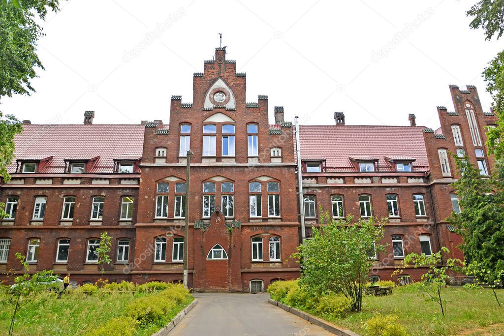 View of the building of the central city hospital (former House of the Poor, 1908). Sovetsk, Kaliningrad region
