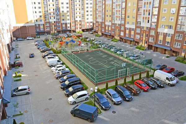 Zelenogradsk Russia Maggio 2020 Moderno Campo Sportivo Nel Cortile Nuovo — Foto Stock