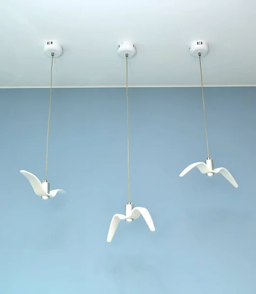 Hangende Plafondlampen Vorm Van Witte Meeuwen — Stockfoto