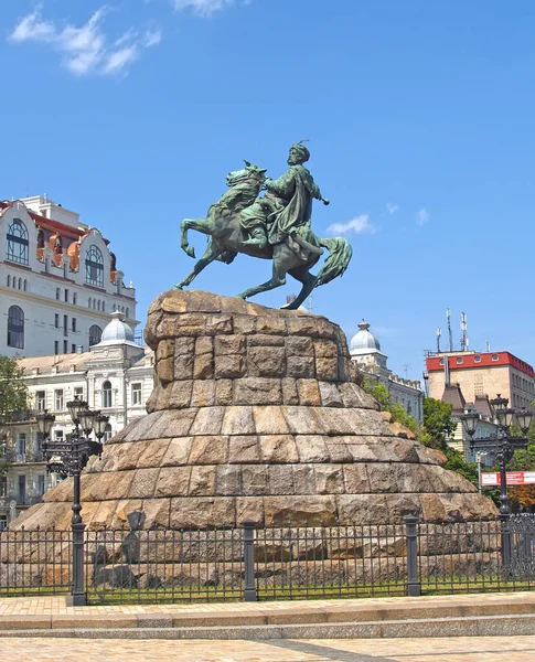 Monument Bogdan Khmelnitsky 1888 Side View Kiev Ukraine — Stock Photo, Image