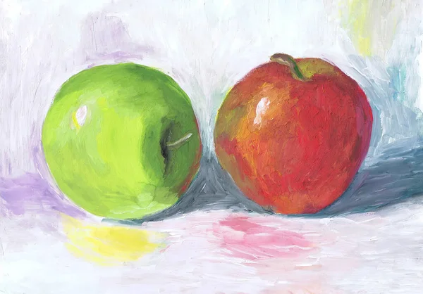 2つの大きなリンゴ 子供の絵 — ストック写真