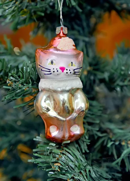 Gato Botas Velho Brinquedo Árvore Natal Era Soviética Paira Uma — Fotografia de Stock