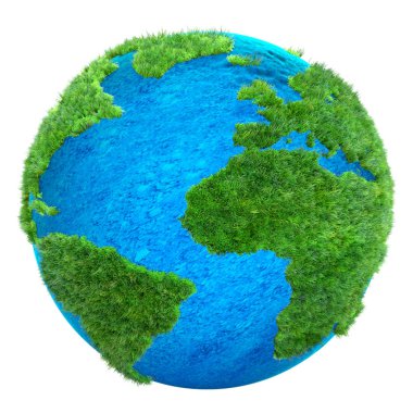yeşil çim Earth 3d çizim
