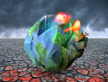 Küresel ısınma konsepti 3d çizim.