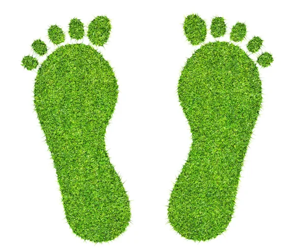 Voet Afdruk Gemaakt Van Groen Gras Geïsoleerd — Stockfoto