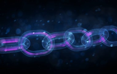 bilgisayar blockchain veri soyut 3d çizim