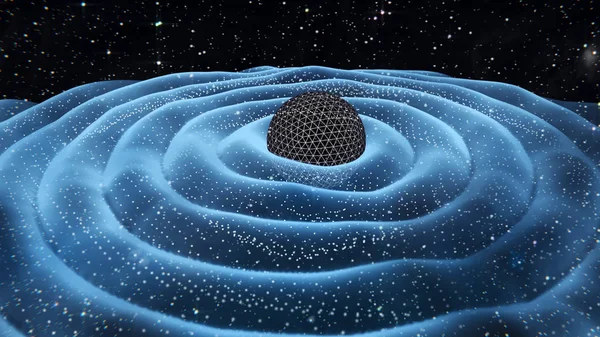 Kara Deliğin Etrafındaki Yerçekimi Dalgaları Boyutlu Resimleme — Stok fotoğraf