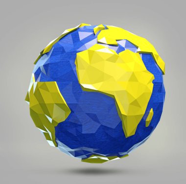 earth 3D poligonal Illustration. Düşük Poli dünya 