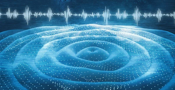 Ses Dalgası Bilimsel Teknoloji Arka Planı Ses Tanıma Kavramı Örnekleme — Stok fotoğraf