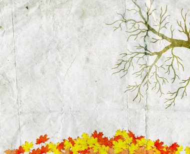 Sonbahar akçaağacı ve düşen yapraklar klasik çizimler