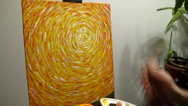 Processo Pintura Quadro Com Acrílico Espiral Universal Pintura Energética Protetor — Vídeo de Stock