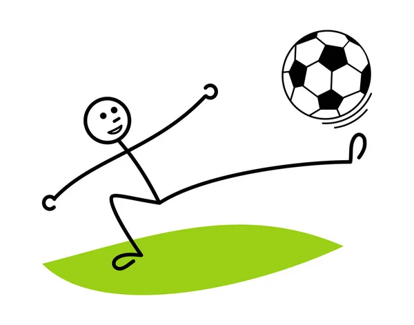 Bir çizgi film adam bir futbol topu juggles, kafasını arkaya atıyor. Futbol. Vektör grafikleri.