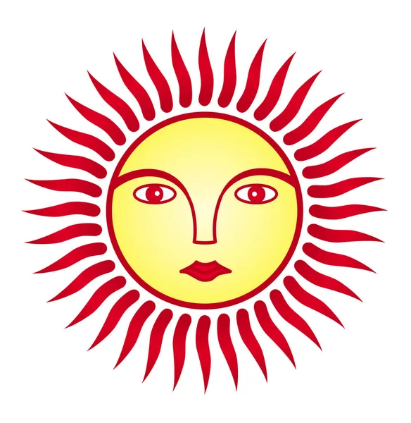 Ήλιος Είναι Εικόνα Του Ανθρώπου Πρόσωπο Φωτοστέφανο Πολύχρωμο Πολύχρωμο Σύμβολο — Διανυσματικό Αρχείο