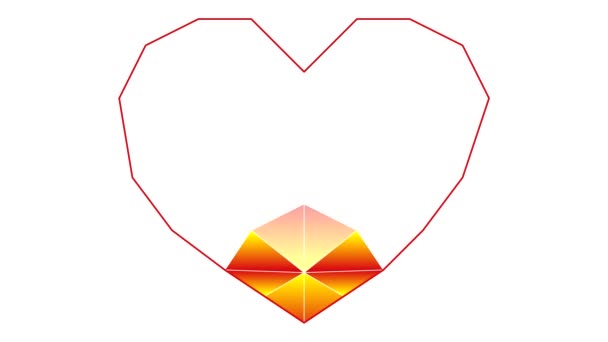 用多边形技术绘制心脏的过程 爱情的象征和隐喻 — 图库视频影像