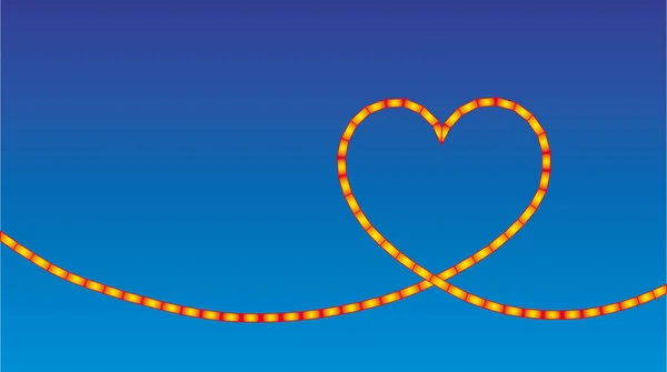 Símbolo Del Corazón Línea Amarillo Naranja Sobre Fondo Azul Azul — Vector de stock