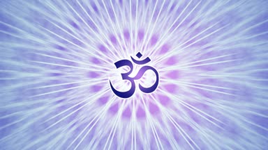 Aum (ohm, om) oturum aç dönen mandala '. Mor, pembe ve mor renkler. Video.