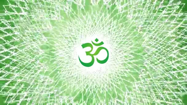 Mandala Sign Aum Green Colors Meditative Pattern Rotation Video — Stock Video