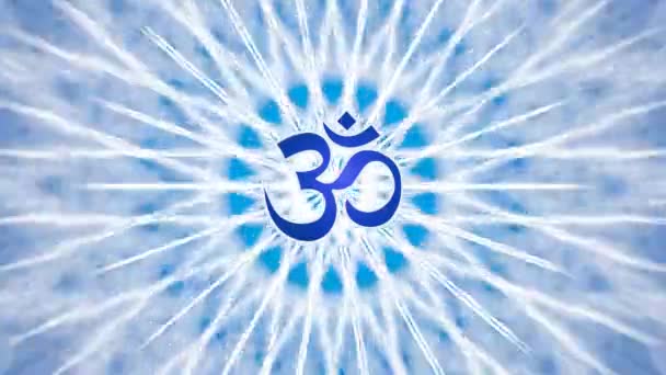 Mandala Mavi Tonlarda Döner Mandala Ortasında Aum Ohm Işaretidir Video — Stok video