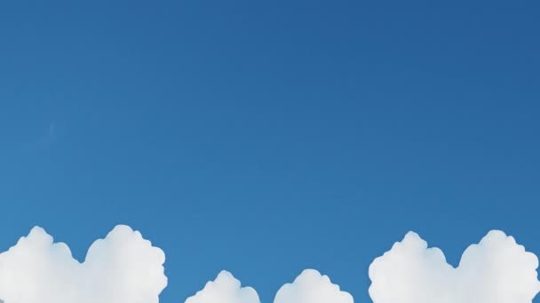 雲の心は青い空を背景に飛ぶ 愛のシンボル ビデオ — ストック動画