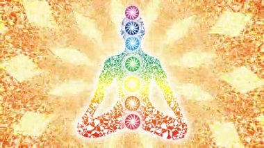 Yogi dönen bir mandala çerçevede bir lotus konumda. İnce narin süsleme. Video.