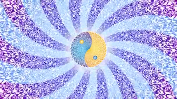 Mandala Nei Toni Del Giallo Blu Simbolo Dello Yin Yang — Video Stock