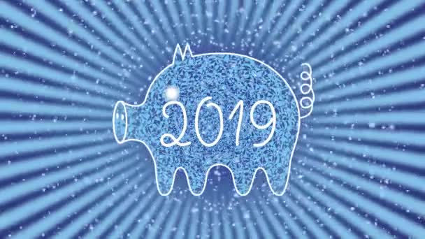 Свинья Является Символом 2019 Года Год Жёлтой Свиньи Восточный Гороскоп — стоковое видео