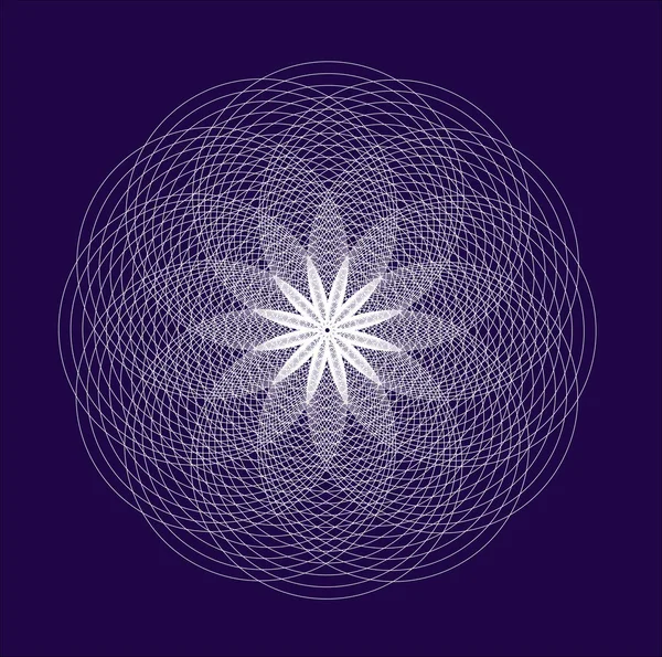 Genombrutna Vit Mandala Blå Bakgrund Cirkulär Elegant Prydnad Andliga Och — Stock vektor
