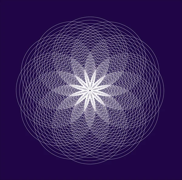 Mandala Blanco Calado Sobre Fondo Azul Adorno Circular Elegante Símbolo — Vector de stock