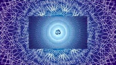 Açık çalışma slayt gösterisi koleksiyonu, renkli, sembolik mandalalar, manevi sembolü, Aum/OM/ohm işareti. Video sanatı. Seamles döngü