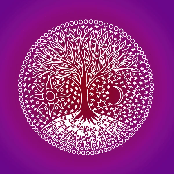 Der Baum Des Lebens Mandala Symbolisches Muster Buntem Rot Und — Stockfoto