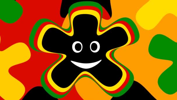 Laughing smiling physiognomy,  face in dynamics on a colorful background in red, yellow, green and black colors. — Stock Video
