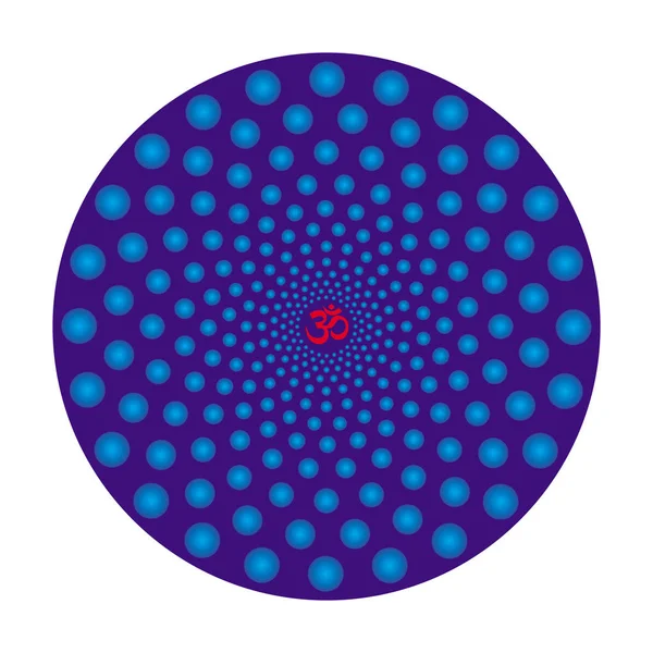 Mandala Coloré Aux Couleurs Bleues Des Cercles Avec Signe Rouge — Image vectorielle