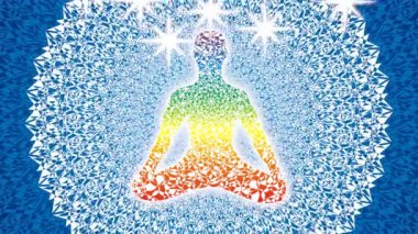 Açık mavi arka plan üzerinde lotus asana bir yogi silueti