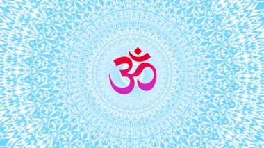 Merkezinde Aum / Om / Ohm işareti ile dönen mandala. 