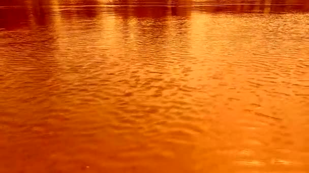 Rimpelingen Het Water Wind Heldere Oranje Gele Rode Kleuren Dynamische — Stockvideo