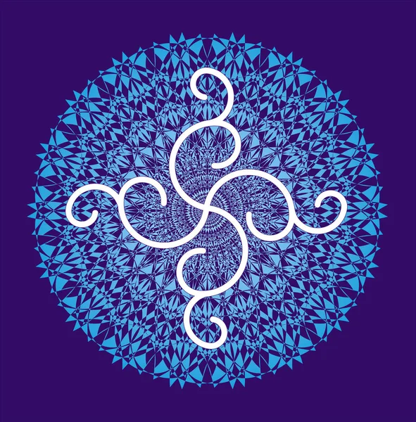 Ажурна Мандала Синього Кольору Aum Ohm Знак Центрі Духовний Сакральний — стоковий вектор