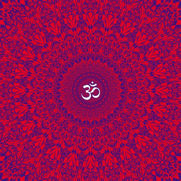 Vierkant Opengewerkte Mandala Elegante Cirkel Rode Patroon Sieraad Met Aum — Stockvector