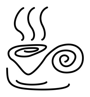 Bir fincan kahve. Basit sembolik karikatür çizimi. Web simgesi. Vektör resmi grafiği.